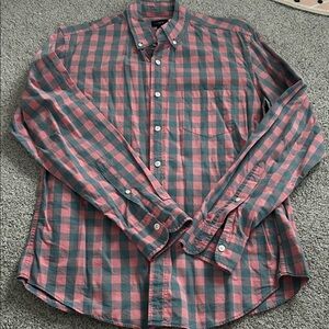 J. Crew Casual Pink and Green Plaid Shirt